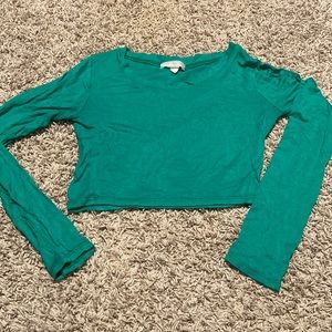 Green Long Sleeved Crop Top